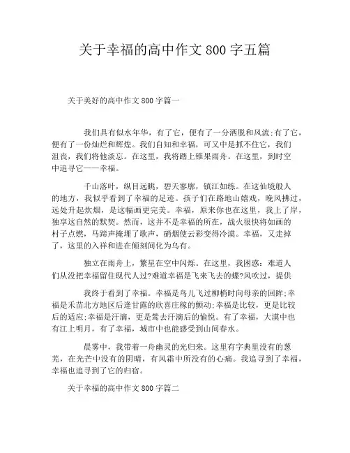 关于幸福的高中作文800字五篇