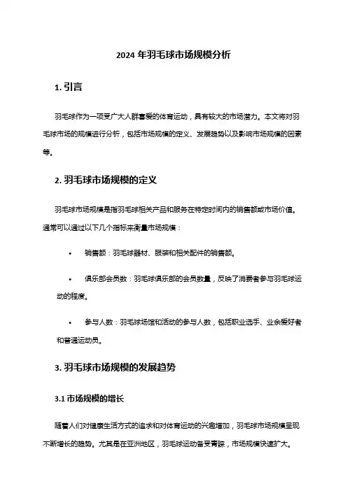 2024年羽毛球市场规模分析