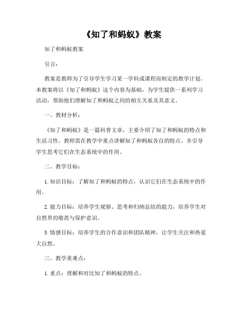 《知了和蚂蚁》教案