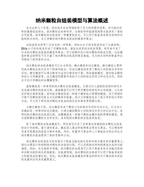 纳米颗粒自组装模型与算法概述
