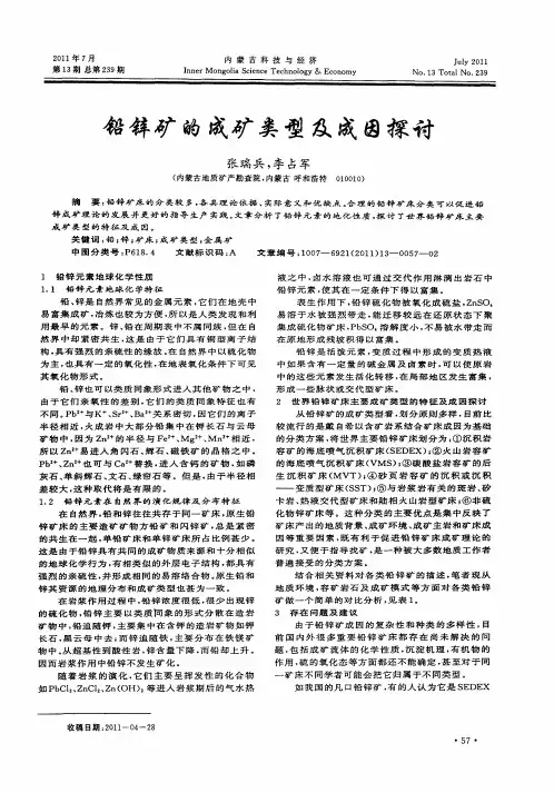 铅锌矿的成矿类型及成因探讨
