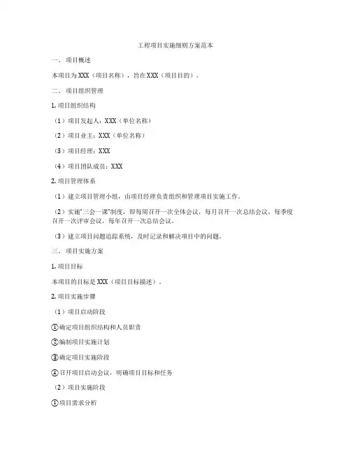 工程项目实施细则方案范本