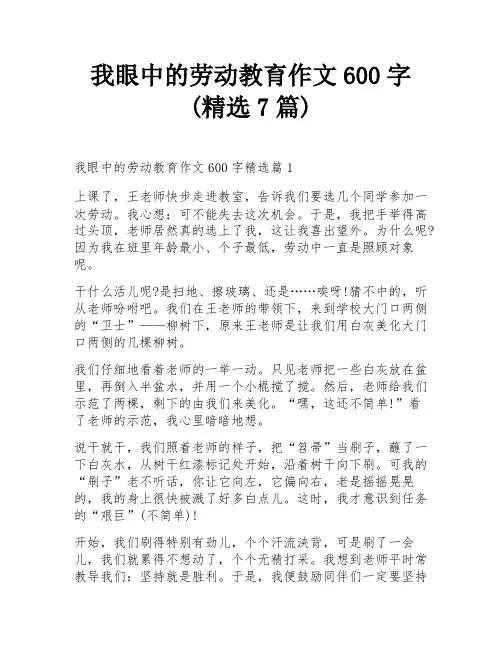 我眼中的劳动教育作文600字