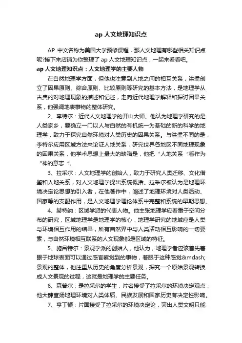 ap人文地理知识点