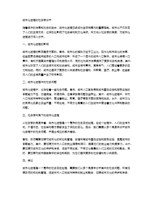 城市化进程的社会学分析