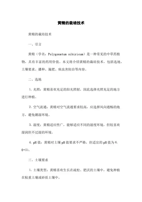 黄精的栽培技术
