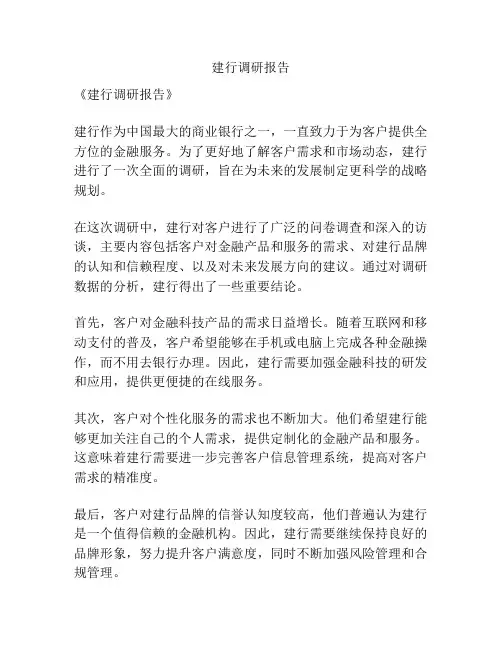 建行调研报告