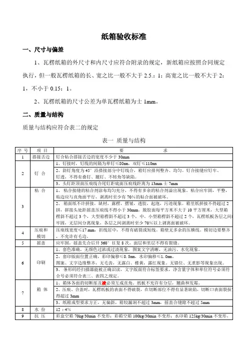 纸箱验收标准