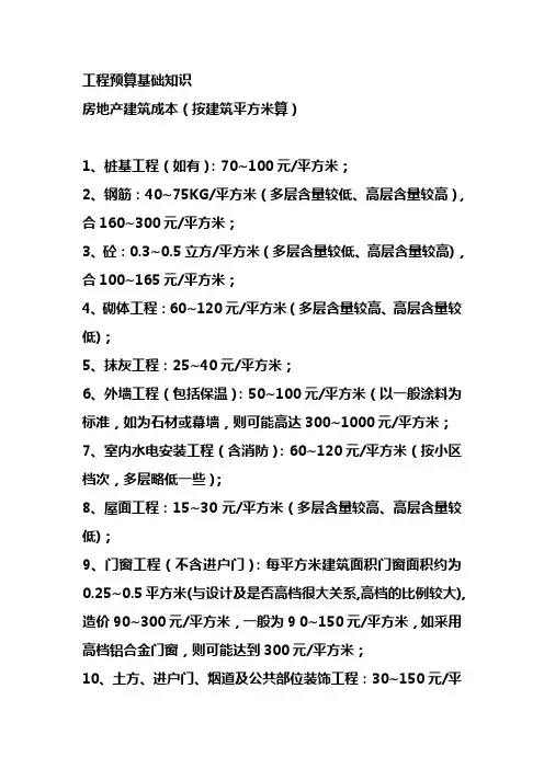 工程预算基础知识