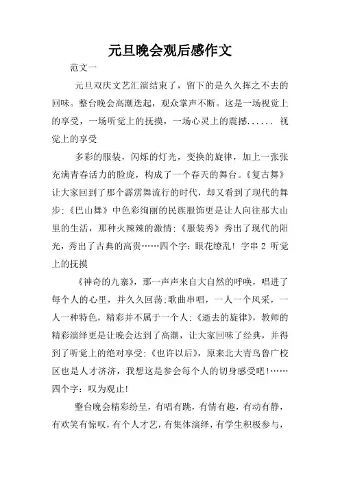 元旦晚会观后感作文