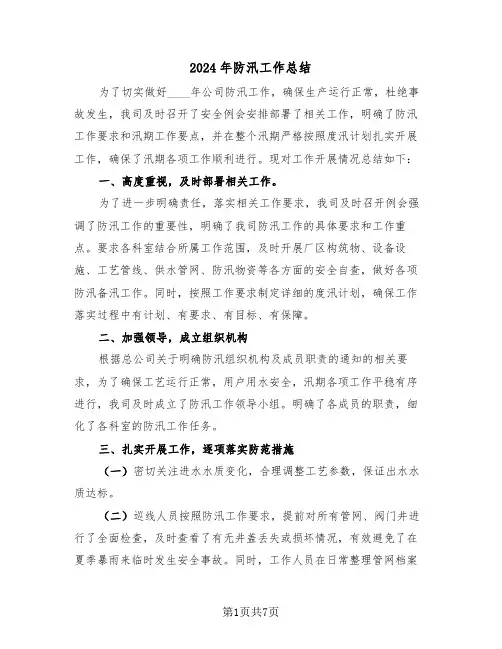 2024年防汛工作总结(3篇)
