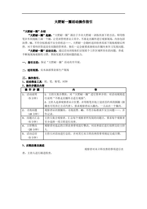 大野圈活动操作指引