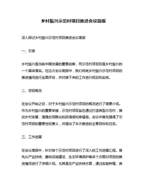 乡村振兴示范村项目推进会议简报