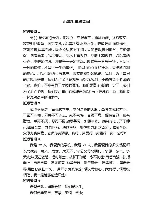 小学生班级誓词