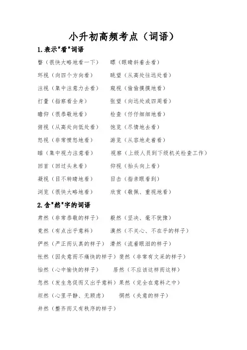 小升初高频考点(词语)