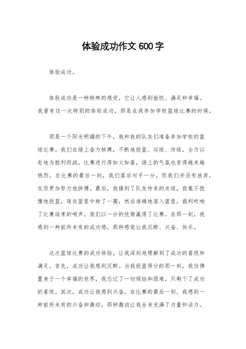 体验成功作文600字