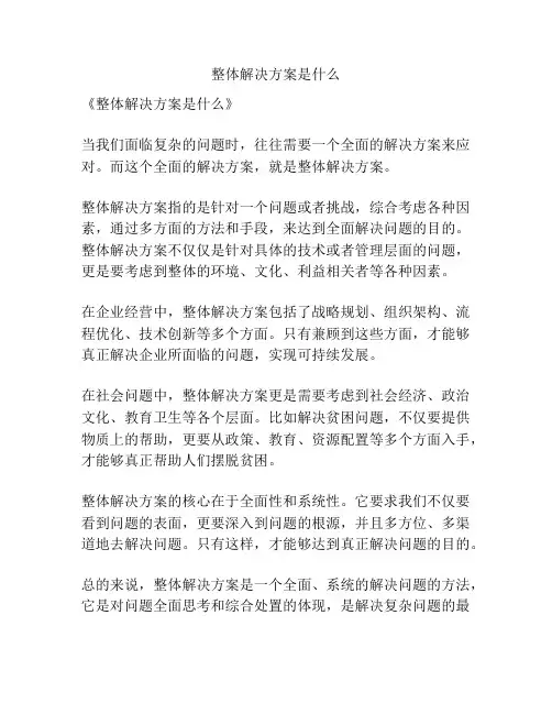 整体解决方案是什么