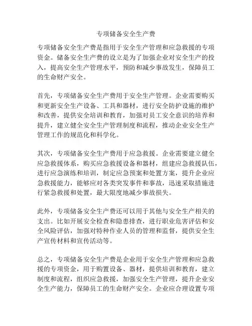 专项储备安全生产费