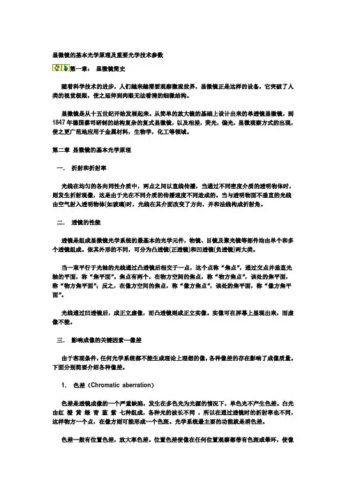 显微镜的基本光学原理及重要技术参数