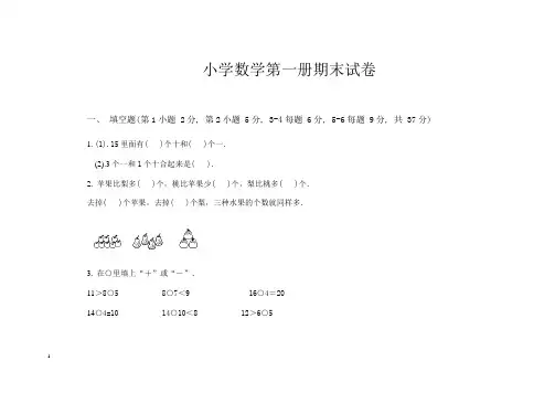 小学数学第一册期末试卷