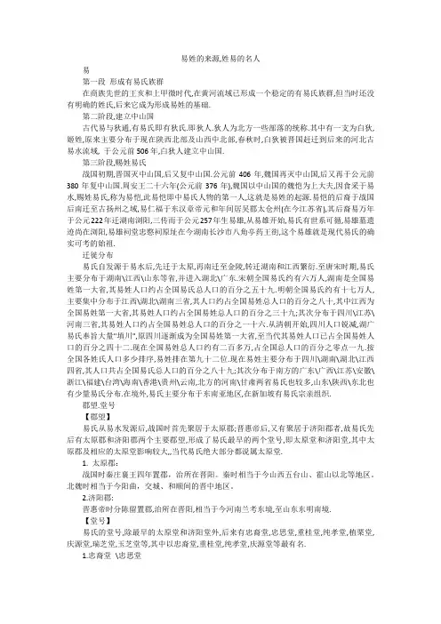 易姓的来源,姓易的名人
