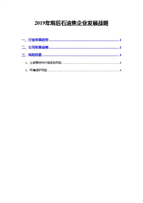 2019年煅后石油焦企业发展战略