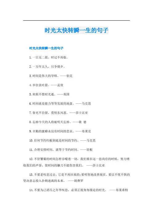 时光太快转瞬一生的句子