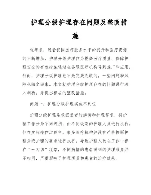 护理分级护理存在问题及整改措施