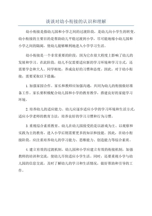 谈谈对幼小衔接的认识和理解