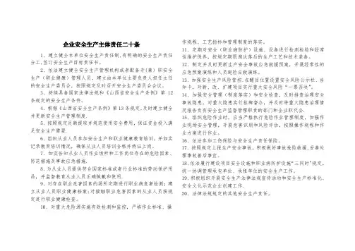 企业安全生产主体责任二十条