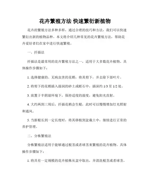 花卉繁殖方法 快速繁衍新植物