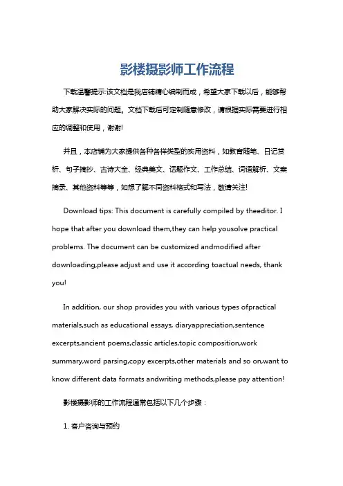 影楼摄影师工作流程