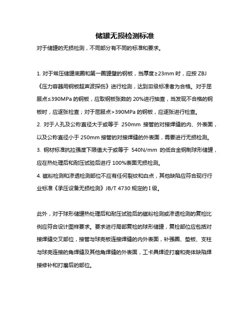 储罐无损检测标准