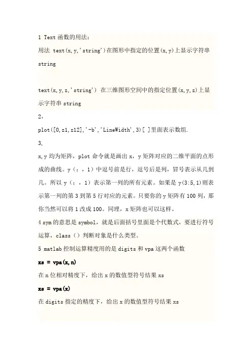 数学实验-matlab函数详解