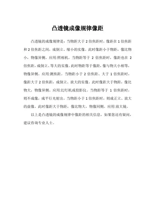 凸透镜成像规律像距