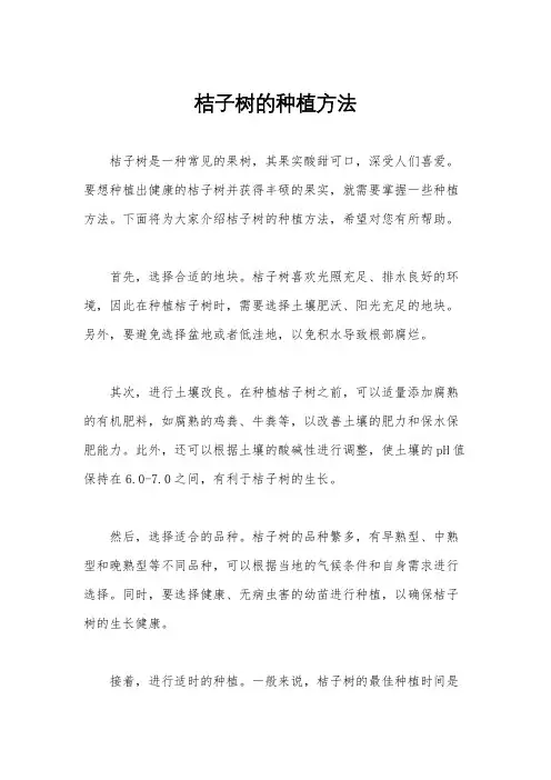 桔子树的种植方法