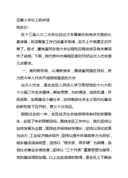 召集人会议上的讲话