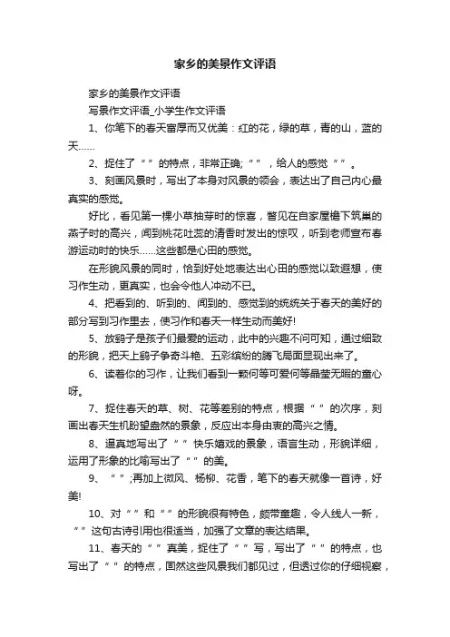 家乡的美景作文评语