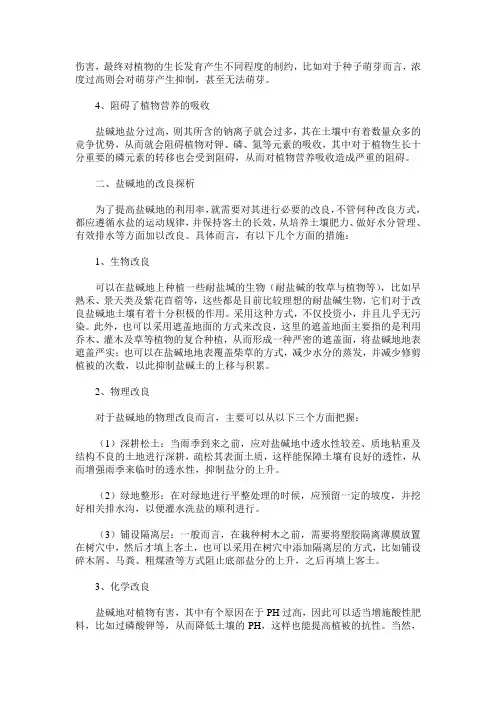 盐碱地改良及园林绿化施工技术