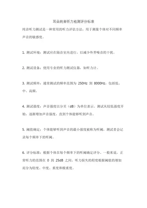 耳朵纯音听力检测评分标准