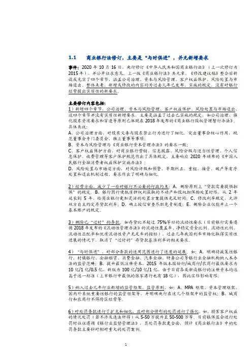 2020年商业银行法修订内容解析(1)