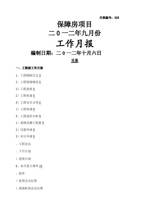 工程项目部月报模板