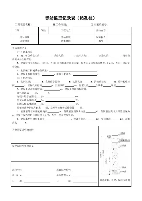 2019版铁路桥梁工程旁站监理记录表