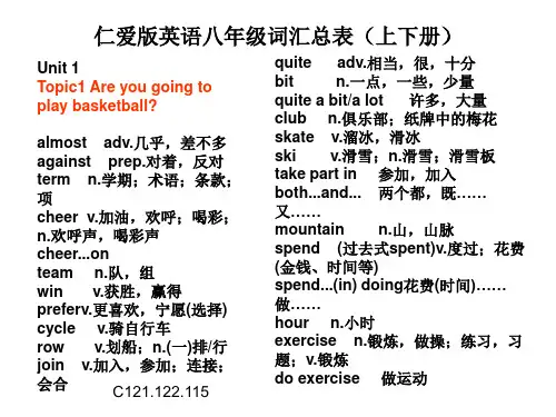 仁爱版英语八年级.词汇表ppt