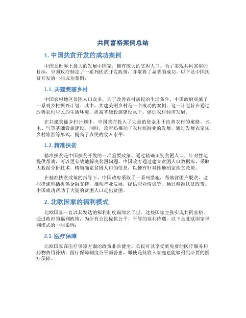 共同富裕案例总结