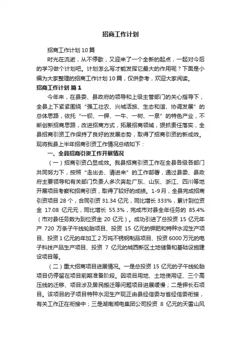 招商工作计划