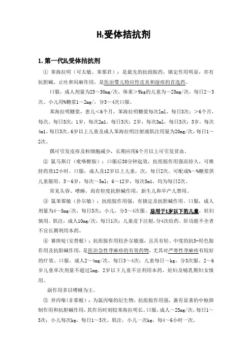 H1受体拮抗剂
