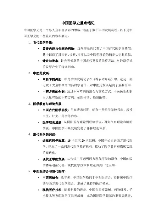 中国医学史重点笔记