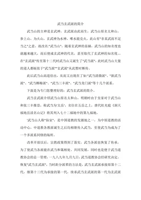 武当玄武派的简介