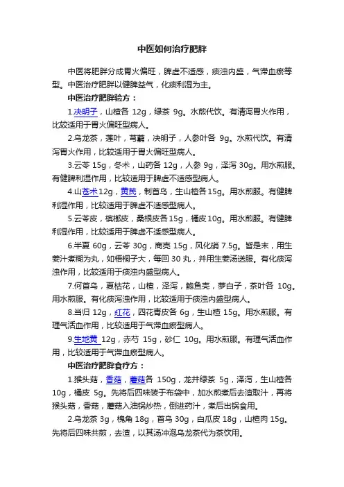 中医如何治疗肥胖